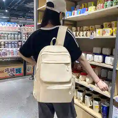 醇龙 超酷简约纯色大容量 尼龙 双肩包 男女同款情侣款 白色/灰色/黑色/黄色