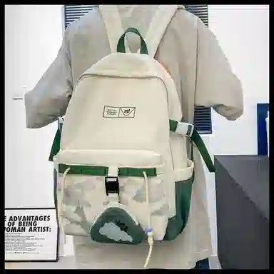 醇龙 中式国风书包小清新初高中女生森系男大学生短途 尼龙 双肩包 常规 男女同款情侣款 多色