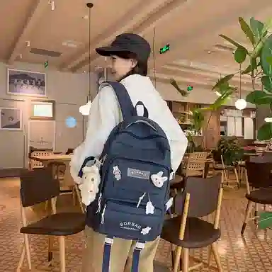 醇龙 书包女生小学生初中生高中生背包大学生补课包轻便双肩包 尼龙 组合装 男女同款情侣款 多色