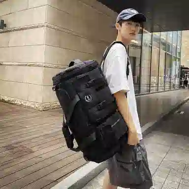 醇龙大容量工装多口袋 百搭 多功能 尼龙布 旅行包 男女同款情侣款 黑/青绿/灰