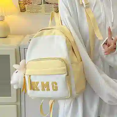 醇龙 撞色字母出游旅行韩系学院风轻便 尼龙 双肩包 常规 粉/蓝/黑/黄/绿