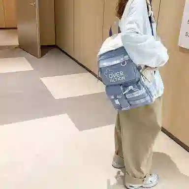 醇龙 撞色格子设计时尚百搭简约轻便通勤大容量 尼龙 双肩包 常规 男女同款情侣款 多色