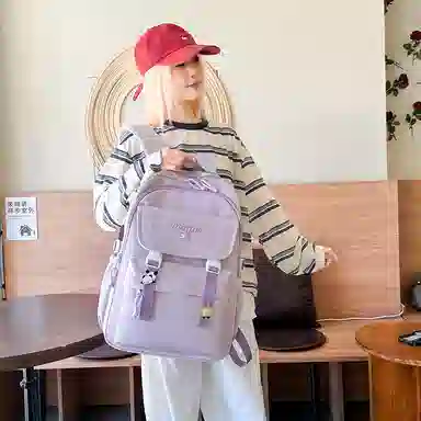 醇龙 多巴胺多功能大容量 尼龙 双肩包 男女同款情侣款 米白色/灰色/黑色/紫色/黄色/蓝色