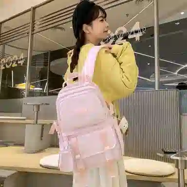 醇龙  尼龙男女通用多色风简约纯色双肩包大容量背包
