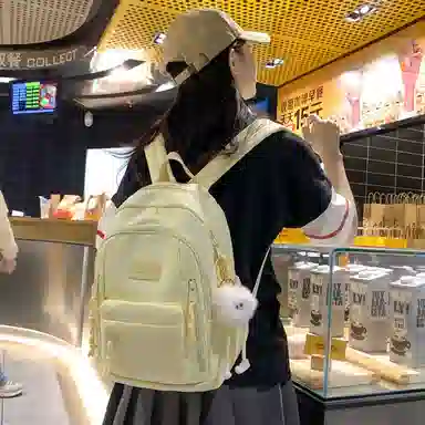 醇龙  尼龙男女通用多色书包大容量学生轻便减负护脊高颜值背包纯色多口袋双肩包