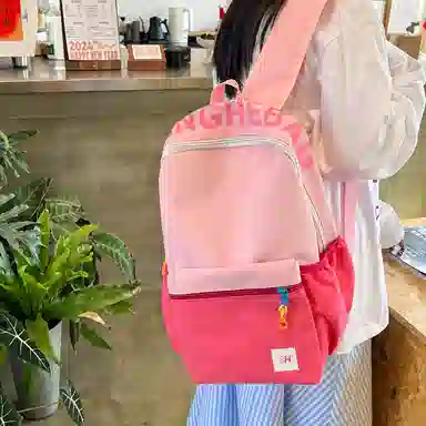 醇龙 学生复古韩版撞色大容量 牛津布 双肩包 常规 男女同款情侣款 藏蓝黄/灰/黑/玫粉蓝/浅粉