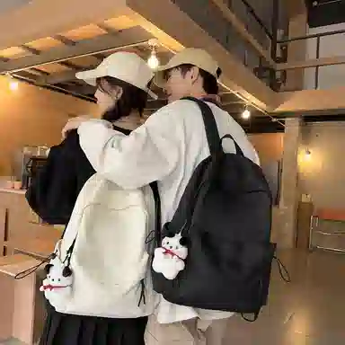 醇龙 大容量纯色休闲 尼龙 双肩包 常规 男女同款情侣款 黑色/白色/红色/蓝色