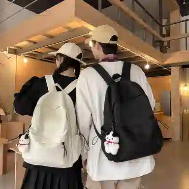 醇龙 大容量纯色休闲 尼龙 双肩包 常规 男女同款情侣款 黑色/白色/红色/蓝色