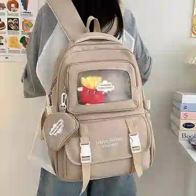 醇龙 尼龙男女通用多色书包小众设计尼龙高颜值日系学生书包大容量纯色旅行双肩包