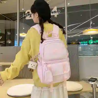 醇龙  尼龙男女通用多色风简约纯色双肩包大容量背包