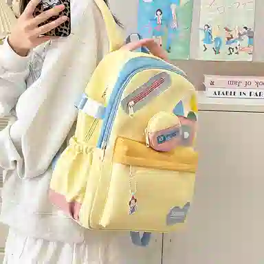 茵初 简约大容量韩季时尚开学生流行初高中纯色包版 尼龙 双肩包 常规 男女同款情侣款 多色