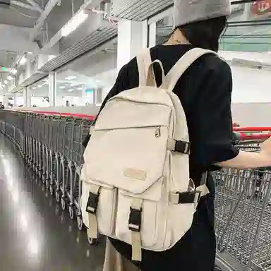 醇龙 男女通用多色帆布多口袋简约百搭大容量双肩包背包