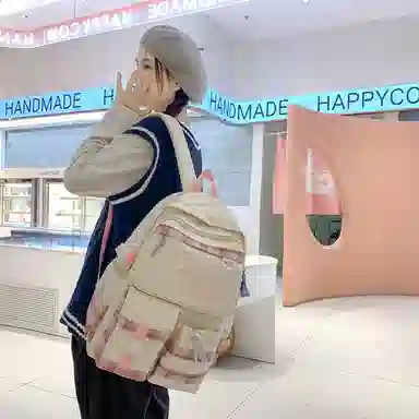 醇龙 撞色格子设计时尚百搭简约轻便通勤大容量 尼龙 双肩包 常规 男女同款情侣款 多色