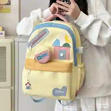 茵初 简约大容量韩季时尚开学生流行初高中纯色包版 尼龙 双肩包 常规 男女同款情侣款 多色