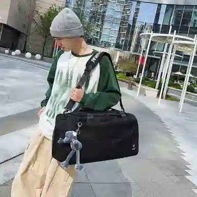 醇龙 大容量短途旅行干湿分离多用 牛津布 单肩包 男女同款情侣款 黑/青绿/蓝/灰/粉/紫/黄/红/白