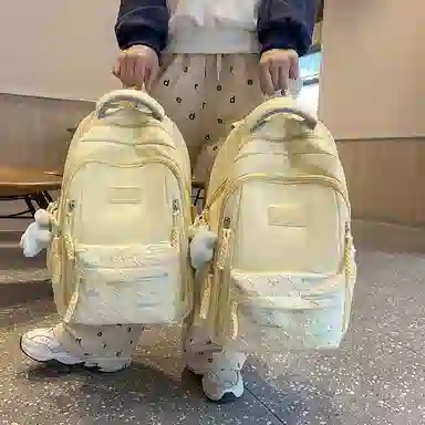 醇龙 韩版简约潮初高中学生书包大容量轻便背包 尼龙 双肩包 女款 多色