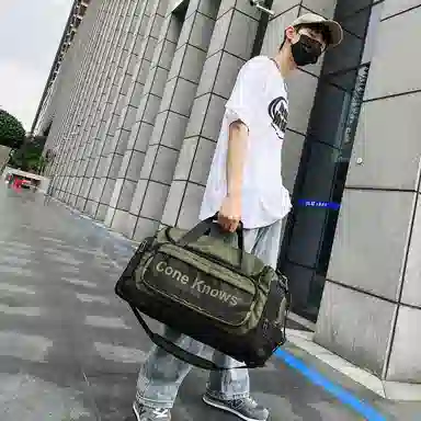 醇龙 多功能休闲工装风字母设计干湿分离 尼龙拼网 旅行包 常规 男女同款情侣款 黑色/灰色/绿色