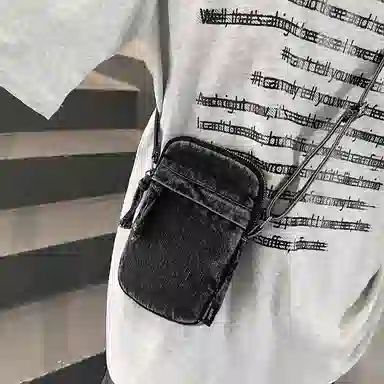 醇龙  男女通用多色质感斜挎小包包迷你单肩包复古设计感牛仔布手机包