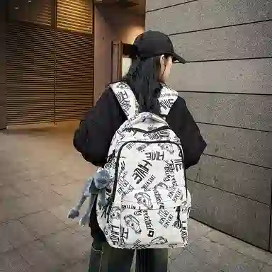 醇龙 涂鸦大容量初高中生简约舒适 双肩包 男女通用 多色 尼龙