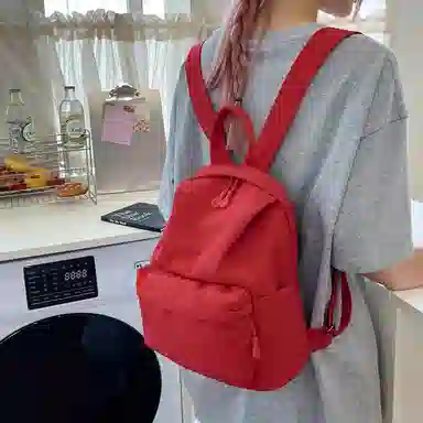 醇龙 古着感纯色防水电脑登山背包 尼龙 双肩包 男女同款情侣款 多色