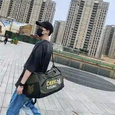 醇龙 小众休闲简约多功能短途旅游时尚百搭 尼龙 旅行包 男女同款情侣款 粉/玫红/卡其/黄/黑/绿