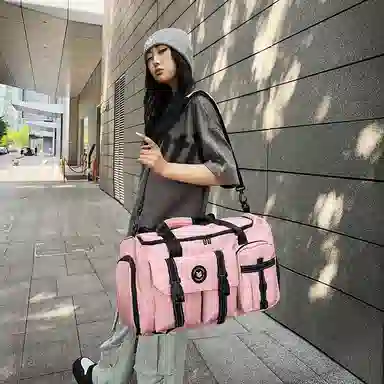 醇龙 中性风休闲简约多功能旅游时尚百搭 尼龙 旅行包 男女同款情侣款 黑/粉/卡其/青绿/黄/军绿