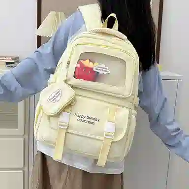 醇龙 尼龙男女通用多色书包小众设计尼龙高颜值日系学生书包大容量纯色旅行双肩包