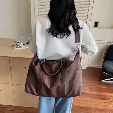 醇龙 时尚潮流百搭纯色 尼龙 旅行包 男女同款情侣款 黑色/咖啡色