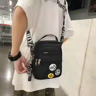 醇龙 轻便百搭小背潮牌手机包休闲斜挎包手提 尼龙 单肩包 常规 男女同款情侣款 黑/墨绿/黑白/卡其/灰