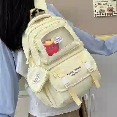 醇龙 尼龙男女通用多色书包小众设计尼龙高颜值日系学生书包大容量纯色旅行双肩包