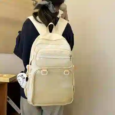 醇龙 百搭二次元透明吧唧校园学院风 棉 双肩包 女款