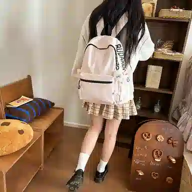 醇龙 纯色简约大学生时尚旅行高中学生 尼龙 双肩包 男女同款情侣款 多色