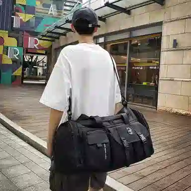 醇龙大容量工装多口袋 百搭 多功能 尼龙布 旅行包 男女同款情侣款 黑/青绿/灰