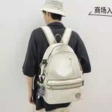 醇龙 简约书包学生休闲旅行背包日系初中生高中生纯色 尼龙布 双肩包 男女同款情侣款 红/粉/黑/白