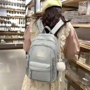 醇龙  尼龙男女通用多色书包大容量学生轻便减负护脊高颜值背包纯色多口袋双肩包