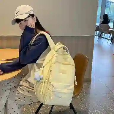 醇龙 韩版简约潮初高中学生书包大容量轻便背包 尼龙 双肩包 女款 多色