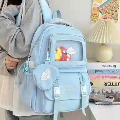 醇龙 尼龙男女通用多色书包小众设计尼龙高颜值日系学生书包大容量纯色旅行双肩包