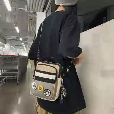 醇龙 轻便百搭小背潮牌手机包休闲斜挎包手提 尼龙 单肩包 常规 男女同款情侣款 黑/墨绿/黑白/卡其/灰