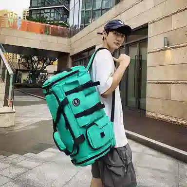 醇龙大容量工装多口袋 百搭 多功能 尼龙布 旅行包 男女同款情侣款 黑/青绿/灰