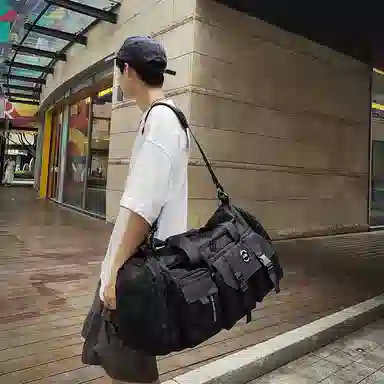 醇龙大容量工装多口袋 百搭 多功能 尼龙布 旅行包 男女同款情侣款 黑/青绿/灰