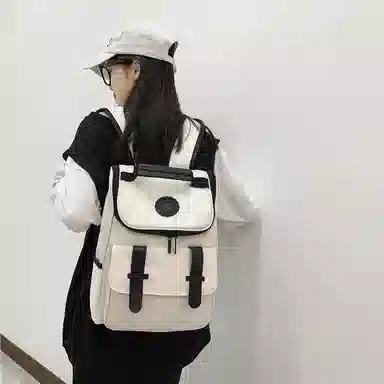 醇龙 小众设计时尚洋气大学生百搭双肩包 大容量简约大号 小号 情侣 男女通用