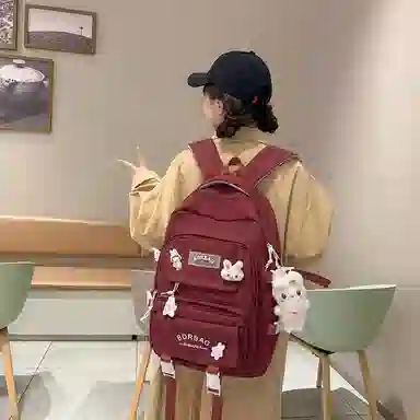 醇龙 书包女生小学生初中生高中生背包大学生补课包轻便双肩包 尼龙 组合装 男女同款情侣款 多色