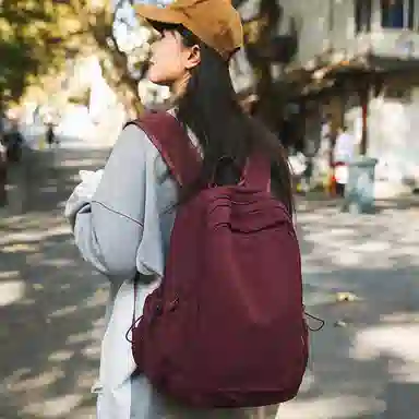 醇龙 书包韩版时尚纯色轻便大容量百搭旅行背包潮 尼龙 双肩包 常规 男女同款情侣款 多色