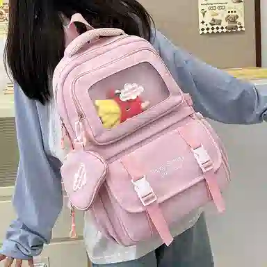 醇龙 尼龙男女通用多色书包小众设计尼龙高颜值日系学生书包大容量纯色旅行双肩包