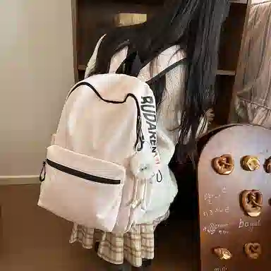 醇龙 纯色简约大学生时尚旅行高中学生 尼龙 双肩包 男女同款情侣款 多色