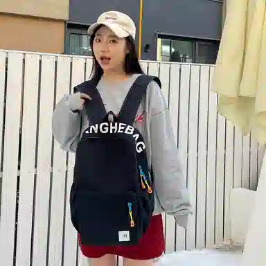 醇龙 学生复古韩版撞色大容量 牛津布 双肩包 常规 男女同款情侣款 藏蓝黄/灰/黑/玫粉蓝/浅粉