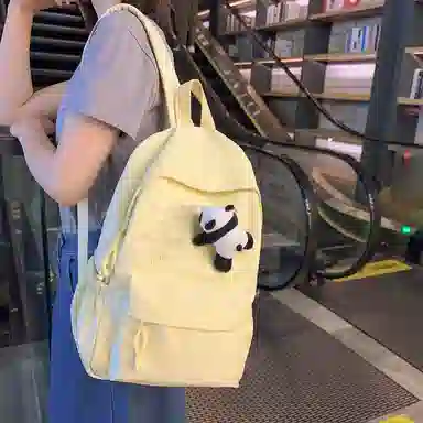 醇龙 尼龙男女通用多色日系极简风纯色简约百搭大容量双肩包