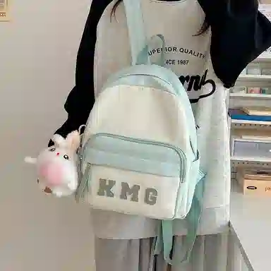 醇龙 撞色字母出游旅行韩系学院风轻便 尼龙 双肩包 常规 粉/蓝/黑/黄/绿