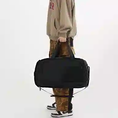 醇龙 简约纯色多功能 牛津布/网 旅行包 男女同款情侣款 黑