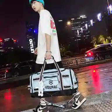 醇龙 多功能大容量轻便 尼龙 旅行包 男女同款情侣款 黄/卡其/粉/黑/白/青绿/蓝